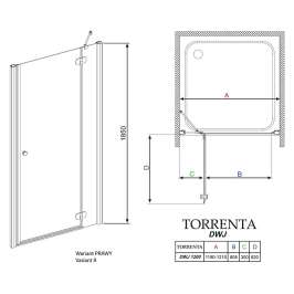 Душевая дверь Radaway Torrenta DWJ 120 R прозрачное стекло